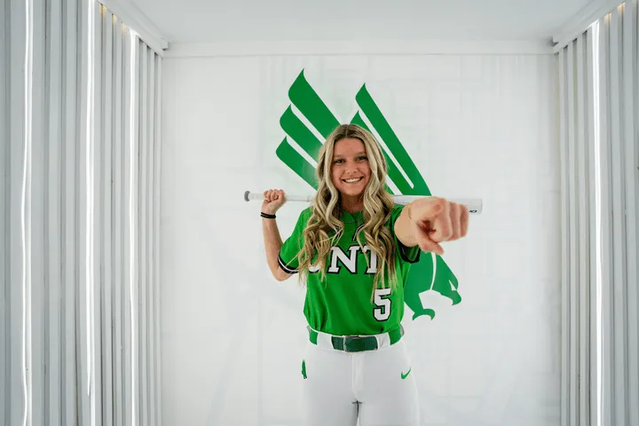 Rylee Nicholson #5 in green UNT uniform